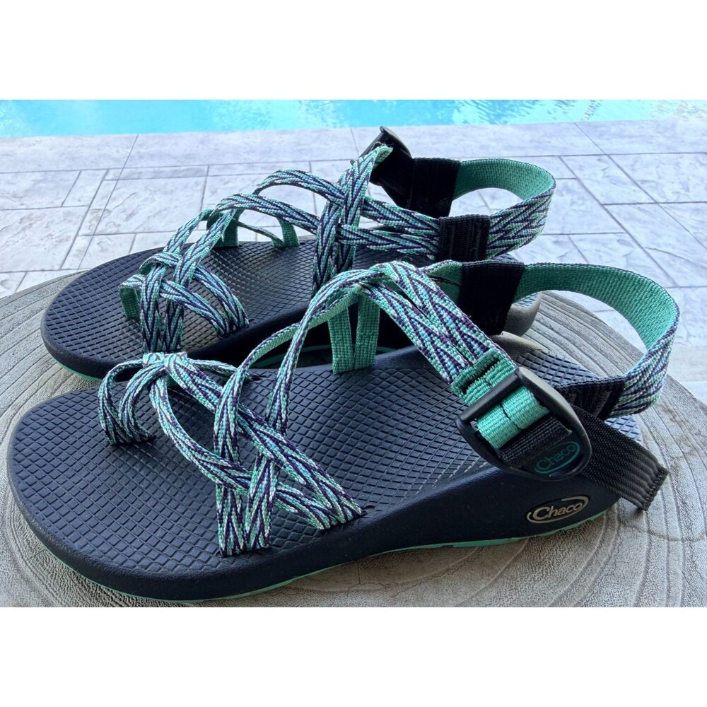Chaco ZX2 Classic Sandals Women's Size 9 Blue Green Aztec Print